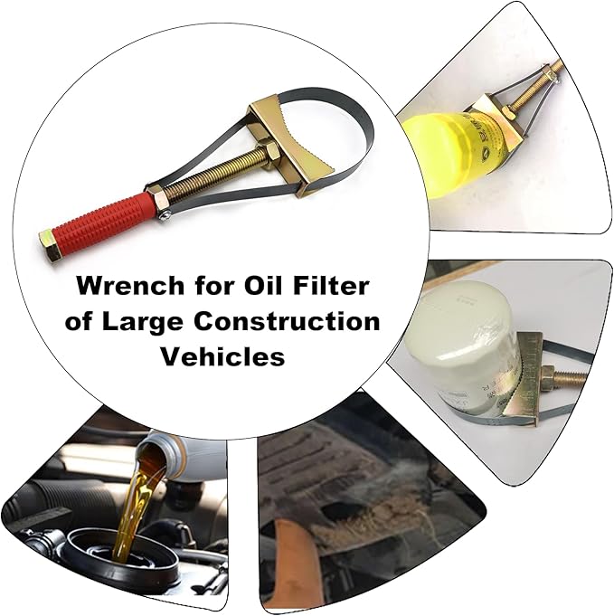 Oil Filter Wrench Removal Tool,Heavy Duty Adjustable Strap 9-15 CM Diameter,Adjustable Oil Filter Removal Tool for Larger Vehicles,Large Truck/Large Tractor/Excavators etc