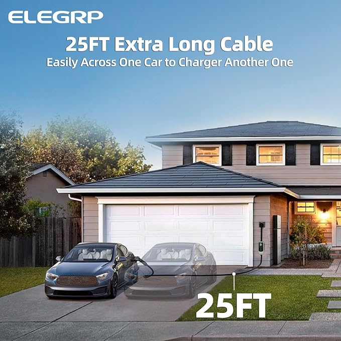 ELEGRP Level 2 EV Charger 40 Amp, Home & Portable Electric Car Charging Station with 25FT J1772 Charger and NEMA 14-50 Plug, 9.6kW for BEVs & PHEVs, ETL Certified PBE & LCR Tech
