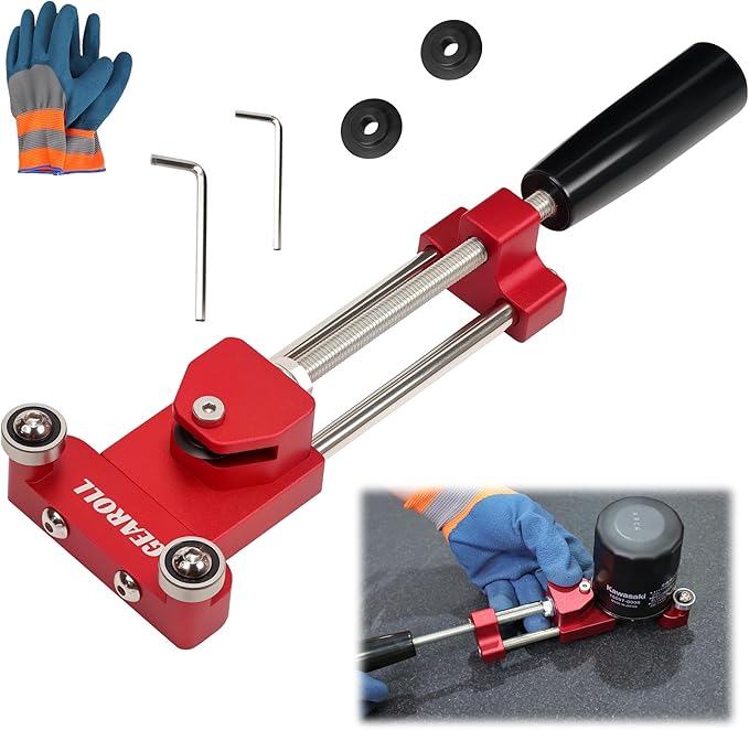 Oil Filter Cutter Cutting Tool, Universal Aluminum Oil Filter Cutter opener for Filter Cutting Range 2"-4" Red