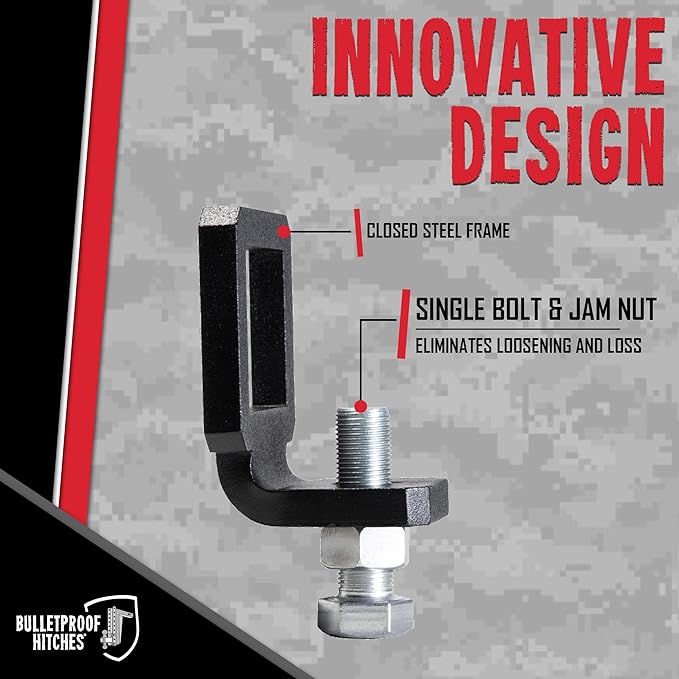 BulletProof Hitches - 2" Anti Rattle Hitch Clamp - Anti Rattle Hitch Tightener for 2 Inch Hitches - Hitch Stabilizer with Black Textured Powder Coat