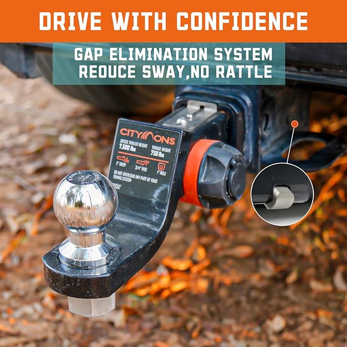 Endo-Hitch Trailer Ball Mount, Reduce Sway Anti-Rattle, 4" Drop Hitch with 2-5/16" Ball for 2" Receiver, Tow Hitch with Lock for Rv/Truck/Yachts/ATV/UTV, 10000 LBS GTW