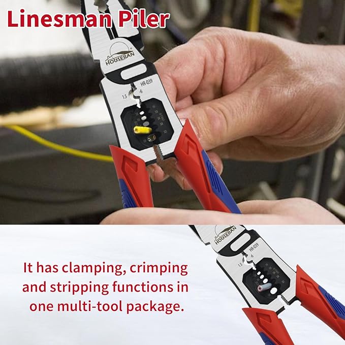 5-Piece Pliers Set with Case Including 8-In and 10-In Slip Joint Plier, 8.4” Needle Nose Plieres, 8.4” Linesman, 8.6” Diagonal Wire Cuters for DIY & Home Use