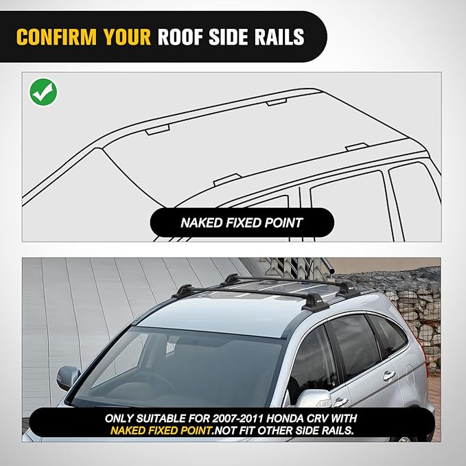 Nilight Roof Rack Cross Bars Fit for Honda CRV 2007 2008 2009 2010 2011 with Fixed Point, Adjustable Aluminum Car Crossbars with Rubber Pad for Cargo Carrier Luggage Bike Kayak Rooftop Tent Snowboard