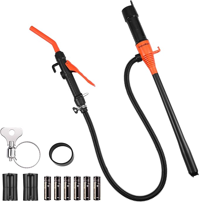 Valuemax Fuel Transfer Pump, 2.2 GPM Battery Powered Siphon Pump for Gasoline, Diesel, Kerosene, Antifreeze, Water, Light Oil & Non-Corrosive Liquids, Includes 6 AA Batteries & 33.5" Hose