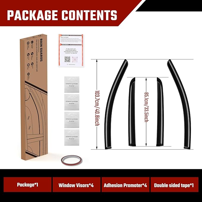 Rain Guards Fit for GMC Acadia 2017 2018 2019 2020 2021 2022 2023 2024, Extra Durable Tape-on Side Window Deflectors, Acadia Wind Deflectors Rain Guard Black 4 PCS