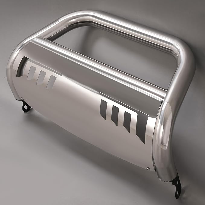 KUAFU Front Bull Bar Compatible with 2022 2023 2024 2025 Nissan Frontier Pickup Truck 3” Front Bumper Brush Grille Grill Guard Stainless Steel Polishing Silvery