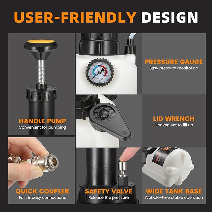 FOUR UNCLES 3L Transmission Fluid Pump - Manual Fluid Transfer Pump with 13 pcs Metal ATF Adapters for Automotive Use, Transmission Fluid Transfer Pump kit