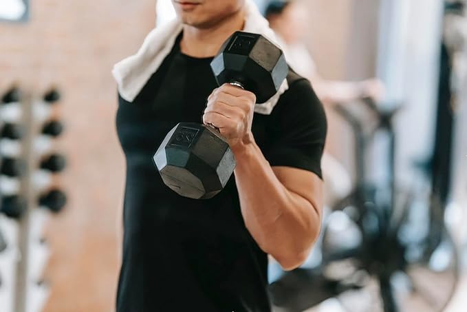 OLIXIS Rubber Hex Dumbbells，Assorted Weights for Home Gym Workouts, Strength Building & Fitness Training
