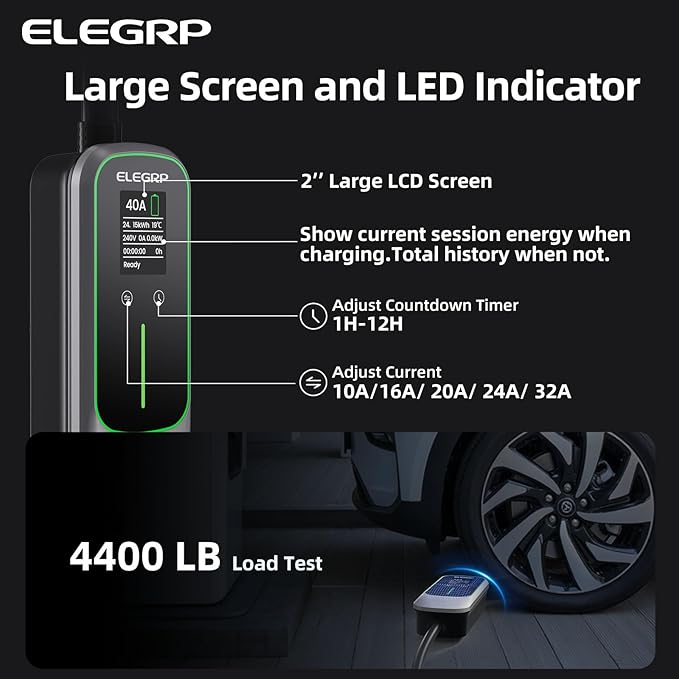 ELEGRP Level 2 EV Charger 40 Amp, Home & Portable Electric Car Charging Station with 25FT J1772 Charger and NEMA 14-50 Plug, 9.6kW for BEVs & PHEVs, ETL Certified PBE & LCR Tech