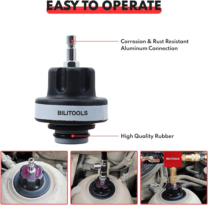 BILITOOLS Radiator Coolant Pressure Tester & Vacuum Refill Kit, 28-Piece Universal Cooling System Radiator Leak Tester & Refiller