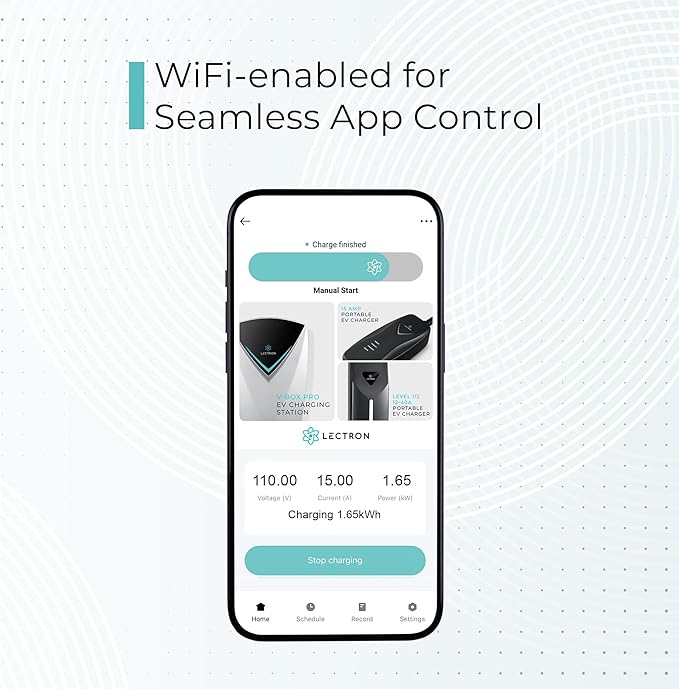 Lectron Level 1 J1772 Charger (WiFi Version) - 110V, 15 Amp, NEMA 5-15 Plug, 16 ft Extension Cord - Portable Electric Car Charger for J1772 Evs