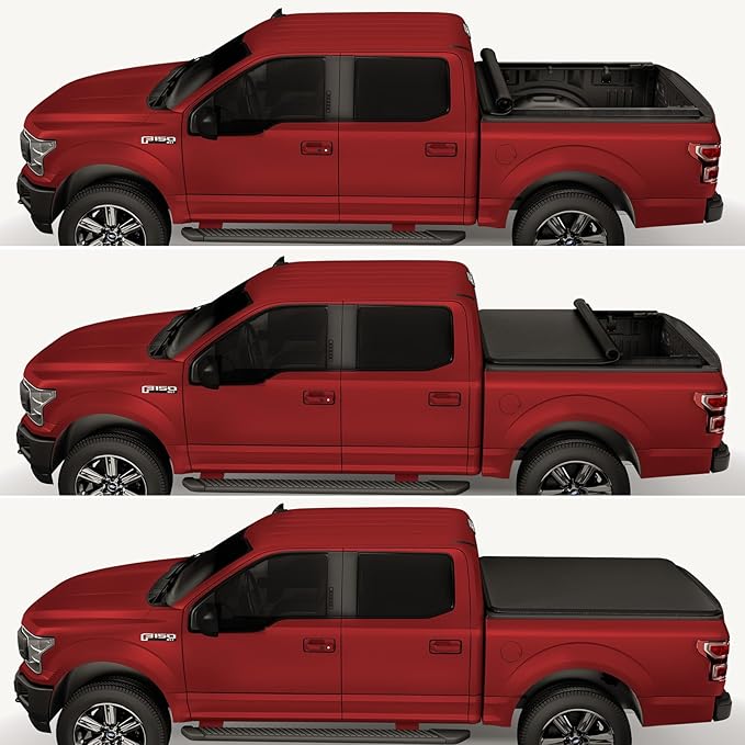 Kikito Vinyl Soft Roll-Up Tonneau Cover Truck Bed for 2009-2025 Ram 1500 5.7ft (67.4in) Bed with Rambox