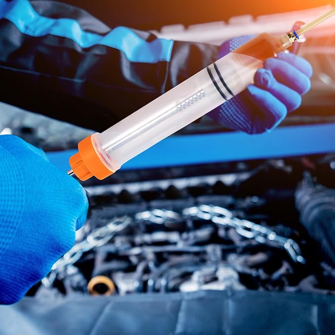 Gisafai 500cc Fluid Extractor Automotive Pump Manual Oil Extractor Pump Syringe for Gasoline Hand Cleaner for Power Steering, Hydraulic Fluid(Orange)