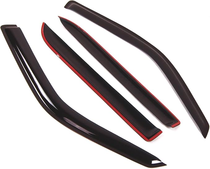 TuningPros Outside Mount Window Vent Visors Rain Guards Compatible with Lincoln Blackwood 2002- | Side Window Wind Deflectors Rain Shields | Smoke Tinted, 4 Pcs Set, DGWV-165-2