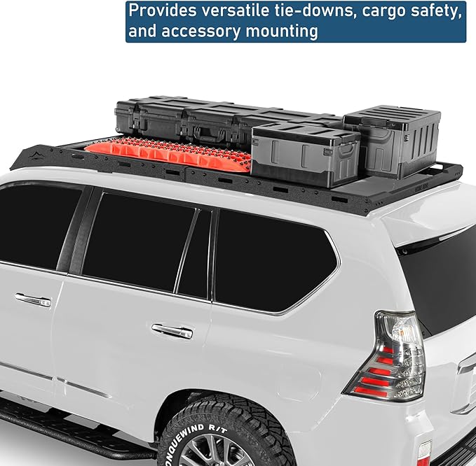 Hooke Road GX460 Full Length Roof Rack Aluminum Cross Bars for 2010-2023 Lexus GX460, Low Profile Overlanding Rooftop Storage Cargo Basket Rails Luggage Carrier