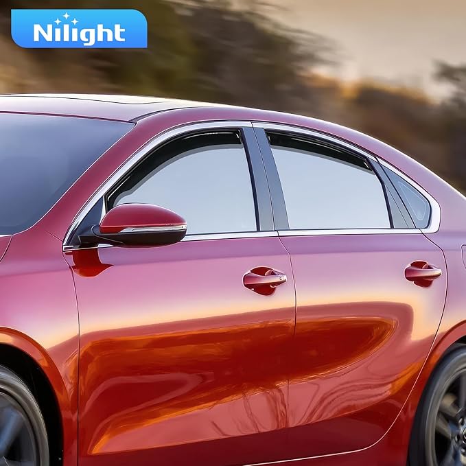 Nilight in-Channel Rain Guards for Kia Forte 2019 2020 2021 2022 2023 2024 2025, Vent Window Visors, Original Window Deflectors-4PCS