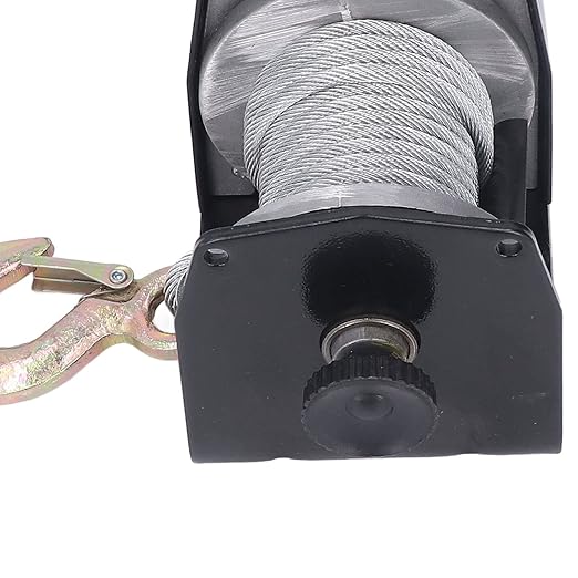 Electric Winch, 24V 2000LBS Load Capacity Electric Steel Cable ATV Winch Kits with Handheld Controller, Electric Winch kit with Buckle Design Alloy Steel Hook for Towing Boat Off Road Trailer