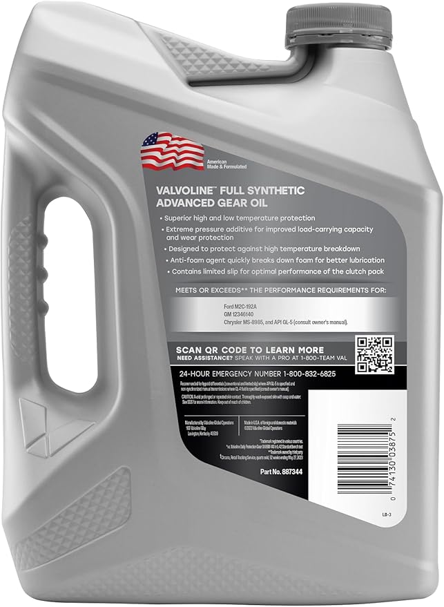 Valvoline SynPower SAE 75W-140 Full Synthetic Gear Oil 1 GA, Case of 3