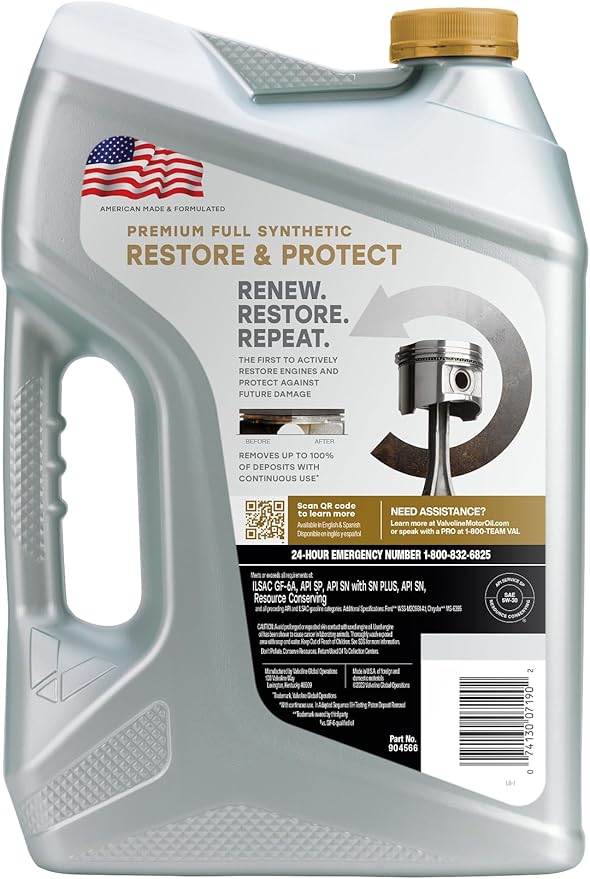 Valvoline Restore & Protect Full Synthetic 5W-30 Motor Oil 5 QT, Case of 3
