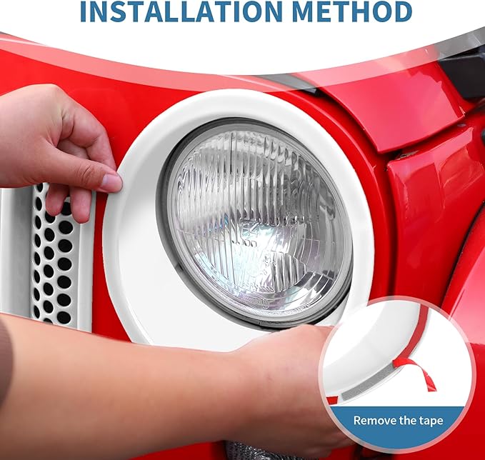 for Jeep JK Front Grille Inserts & Headlight Cover Trim Ring for Jeep Wrangler JK JKU 2007-2017 White Exterior Accessories 9pcs