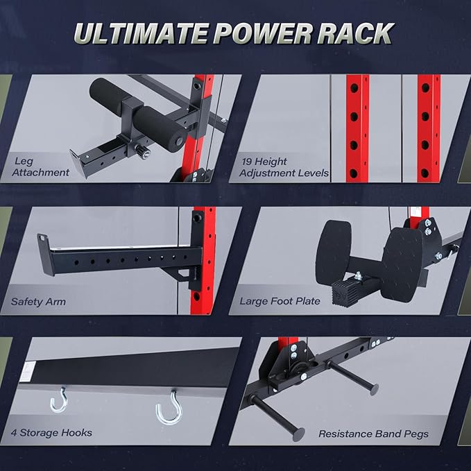 MAJOR FITNESS Drone3 Power Cage - Multi-Function Power Rack for Home Gym, Squat Rack with Pull-up Bar, Cable Crossover System, J-Hooks, for Strength Training, Heavy-Duty Steel Construction