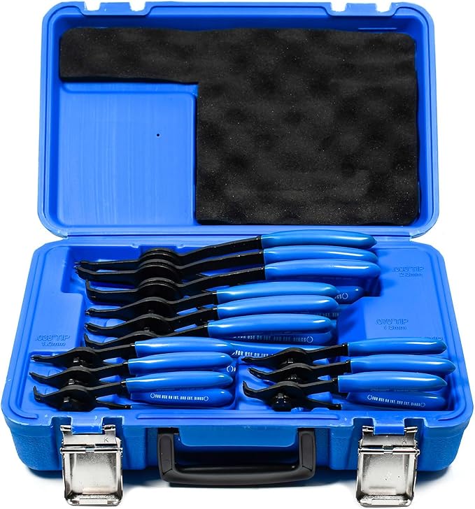 12 Piece Versatile Retaining Snap Ring Pliers set,Heavy Duty Fixed Tip Combination Internal/External Snap-ring Pliers for 0.038in 0.047in 0.070in 0.090in