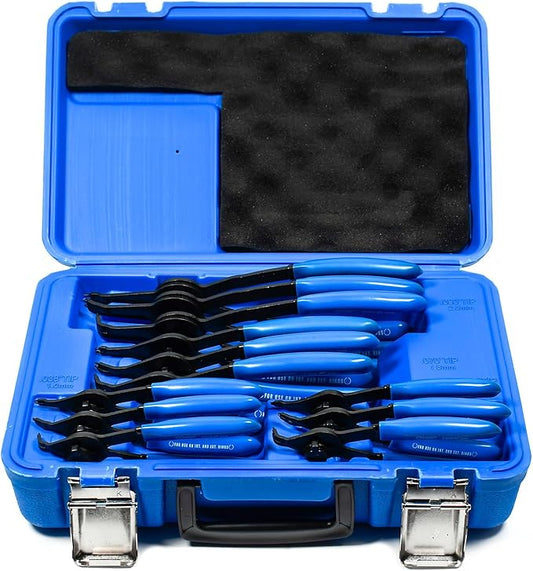 12 Piece Versatile Retaining Snap Ring Pliers set,Heavy Duty Fixed Tip Combination Internal/External Snap-ring Pliers for 0.038in 0.047in 0.070in 0.090in