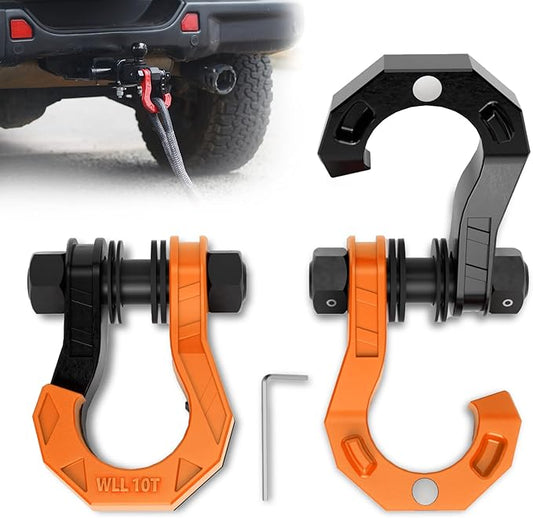 3/4" D Ring Separate Shackles, 52,910lbs Break Strength Easy Open Towing Winch Shackles, Heavy Duty Shackles with 7/8" Screw Pin for Tow Strap Winch Off Road Vehicle Recovery, BlackOrange
