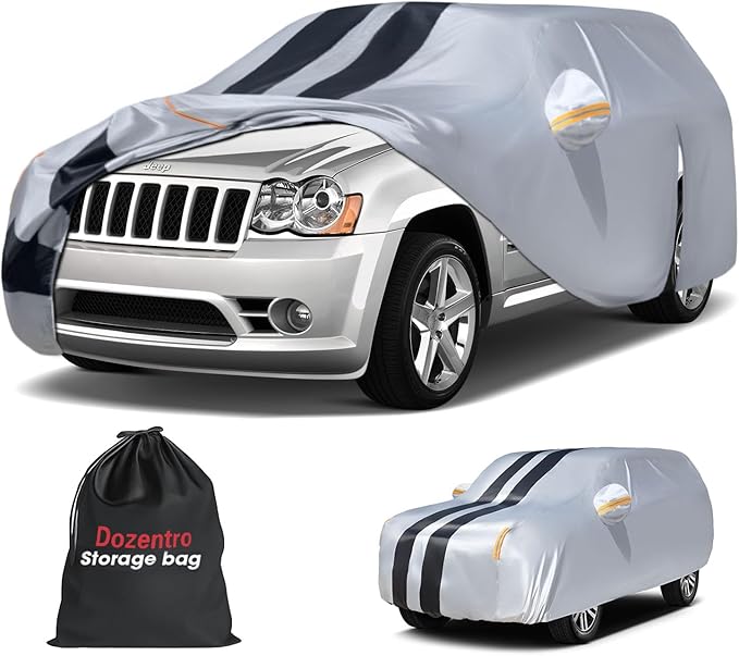 10 Layers Car Cover Custom Fit for Grand Cherokee 2005-2026 100% Waterproof All Weather Automobiles, Gift with Towel, Heavy Duty Car Covers for Rain Sun UV Protection with Door Zipper.