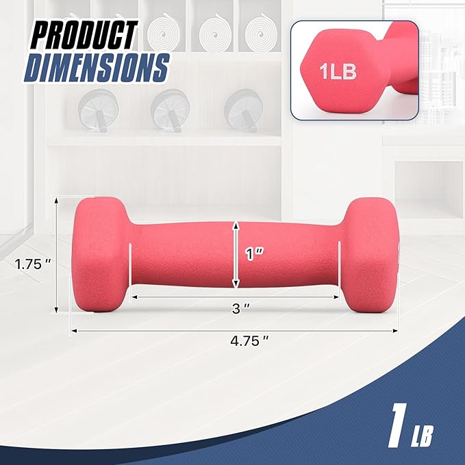 MADOG Dumbbell Set, Anti-Slip Neoprene Coated Hexagon Hand Weights for Home Gym Equipment Workouts Strength Training