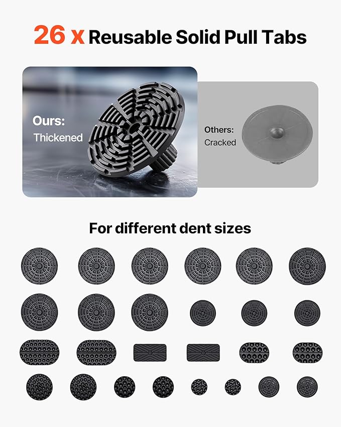 VEVOR Dent Puller Kit, 61 PCS Paintless Dent Removal Kit with Golden Lifter, Slide Hammer T-Bar, Glue Gun, Auto Body Hail Damage Repair Remover Tools for Car Refrigerator Large Small Door Ding Repair