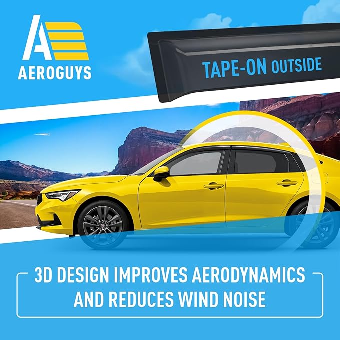 Extra Durable Window Deflectors Tape-On Window Visors Rain Guards Fit for Acura Integra 2023-2026 Hatchback, Sun Visors, Wind Vent for Shades, Exterior Car Accessories - 4 pcs. AG0881
