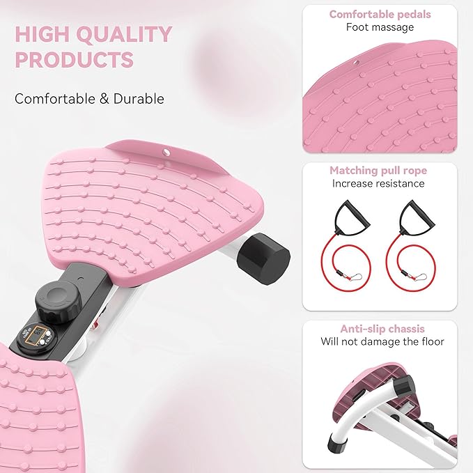 Waist Twister Machine, Adjustable Exercise Twist Board for Women Men, Noiseless Ab Twister for Home Gym Equipment, 330 lbs Capacity | Track Time, Reps, Calories with Digital Display