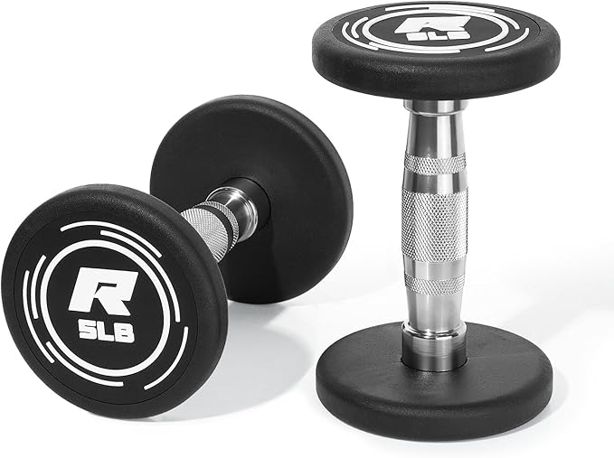 RitFit 5-250 LBS PVC Encased Round Dumbbell sets with Knurled Handle and Optional Rack, Strength Training Equipment for Home Gym