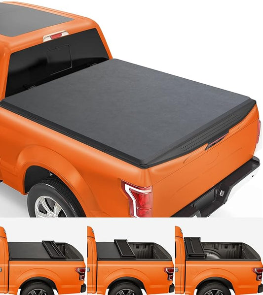 Tiptop Soft Quad-Fold Tonneau Cover Truck Bed for 2004-2014 F150 & 2006-2014 Mark LT 6.5ft Bed (78.8") | TPX4 |.