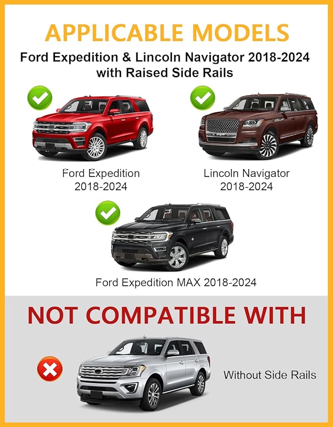 Tuyoung 220lbs Roof Racks Cross Bars Compatible with Ford Expedition/Max 2018-2026 & Lincoln Navigator 2018-2024, Heavy Duty Aluminum Crossbar Roof Rail Cargo Carrier Rooftop Car Accessories