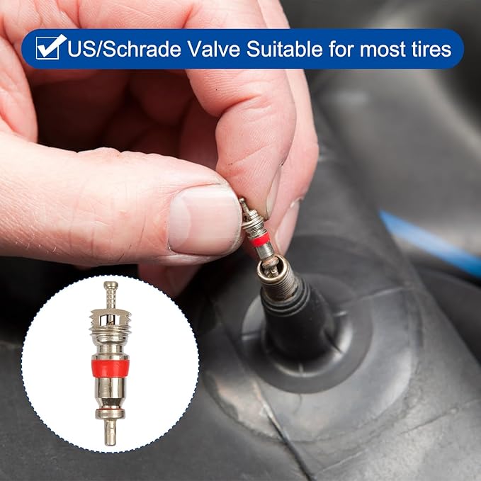 9002/TRC1 Nickel Plated Brass Tire Valve Core for Most Automotive, RV, ATV, Tire Valve Stems Remover Replacement, Length 0.75'',Dia 0.2'', Pack of 100