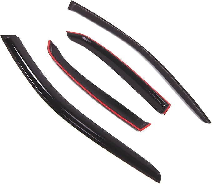 TuningPros Outside Mount Window Vent Visors Rain Guards Compatible with Volvo S80 2004-2006 | Side Window Wind Deflectors Rain Shields | Smoke Tinted, 4 Pcs Set, DGWV-751-2