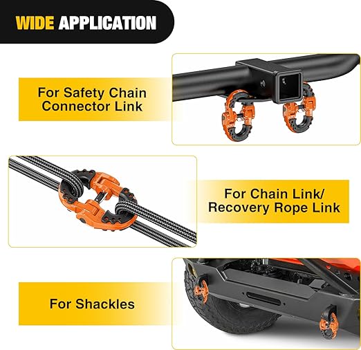 Nilight Safety Chain Connector Link, 1/2In Tow Hitch Hammerlock Coupling Link, 2 Pack Forged Steel Tow Chain Connector for Chain Link/Recovery Rope Link/Shackle, 12000 lbs Load Limit, Orange