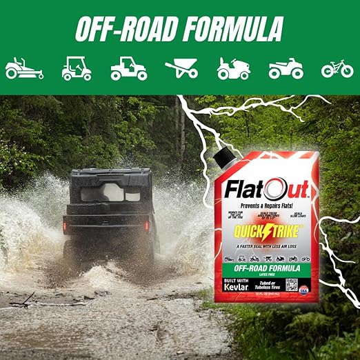 Flat Out QuickStrike Tire Sealant Off-Road Formula - Prevent Flat Tires, Seal Leaks, Contains Kevlar, 32-Ounce Bag