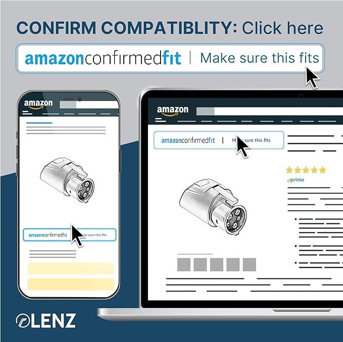 LENZ Tesla to J1772 (ONLY for J1772 EVs) Gen 2 EV Charging Adapter, Max 80 Amp, 240V, Ultra-Compact Design, Compatible with Level 2 Tesla Chargers (NOT Superchargers)