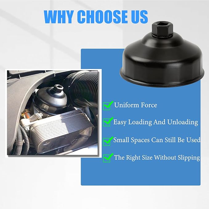 86mm 16 Flutes Oil Filter Wrench Replacement for BMW and Volvo, Oil Filter Cap Removal Tool to Change Oil, Oil Filter Socket Wrench Kit