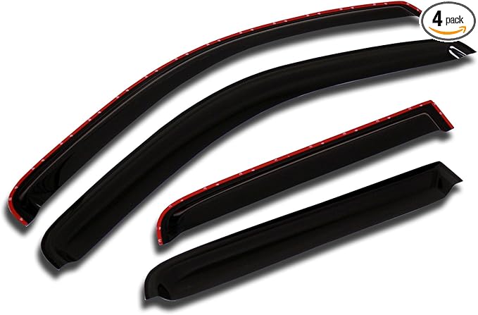in-Channel Car Window Rain Guards Compatible with Chevrolet Suburban C1500 1992-1999 | Tape-On | Rain Shields Window Visor Window Deflectors | Dark Smoke, 4 Pcs Set, WV2M-406i