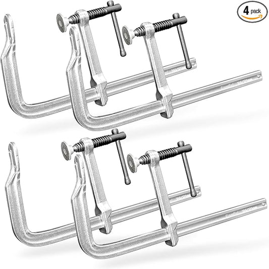 4-Pack 12-Inch Heavy-Duty F-Clamps for Welding, Woodworking & Metalworking – 550 lbs Load Capacity, 3 Inch Throat Depth, All-Steel Construction (4-Pack - 12 Inch - 3 Inch)