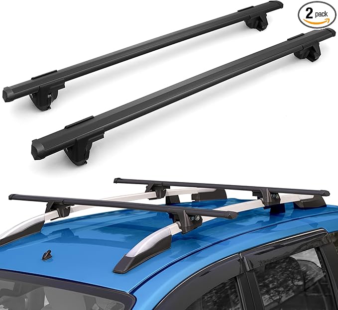 JUST-V Roof Rack Cross Bars Replacement for Jeep Cherokee 2014-2024, Thick Aero Aluminum Roof Rack Crossbar for Cargo Carrier Luggage Kayak Canoe Bike Snowboard, for Flush Side Rails Black