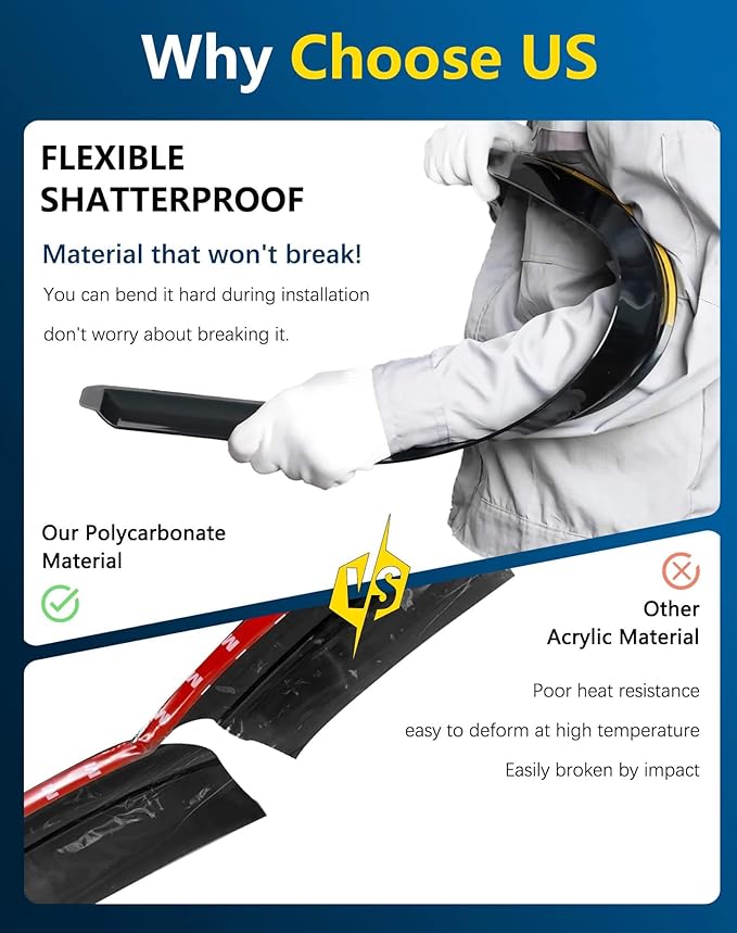 Shatterproof Tape-On Rain Guards for Ford F250 to F550 Super Duty 2017-2026 Crew Cab, Out-Channel Window Deflectors Vent Window Visors Rain Sun Wind Guards Shade Deflectors, 4 pcs