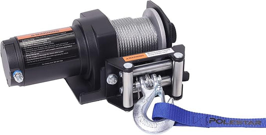 POLESTAR 12V DC ATV/UTV Electric Winch 2500 lb. Load Capacity with Steel Cable Wire Rope 1/4" Diameter x 49' Length