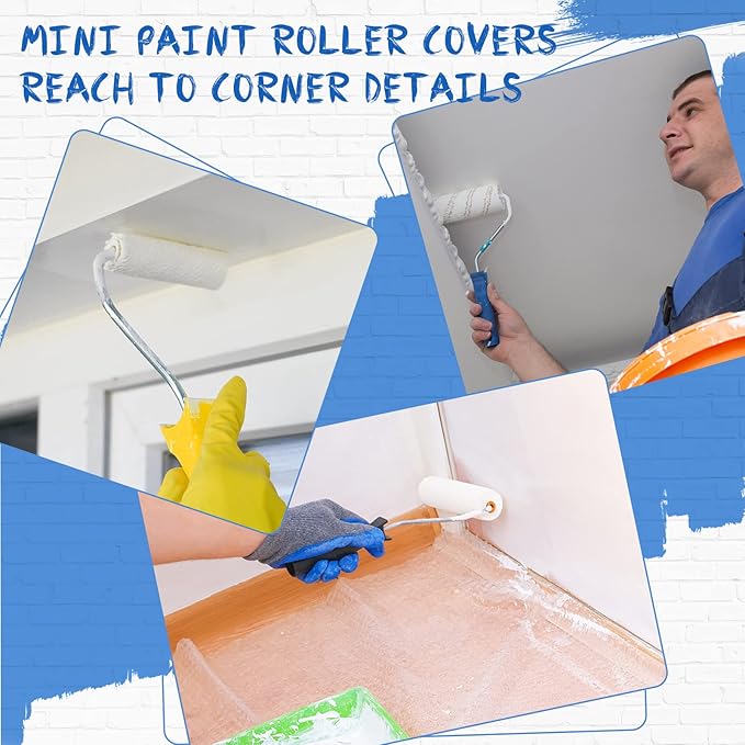 Nuogo 120 Pcs 4 Inch Foam Paint Roller Mini High Density Foam Roller Refills Paint Edger Tool for Walls Brings Smooth Finishes Flat Surfaces (White)