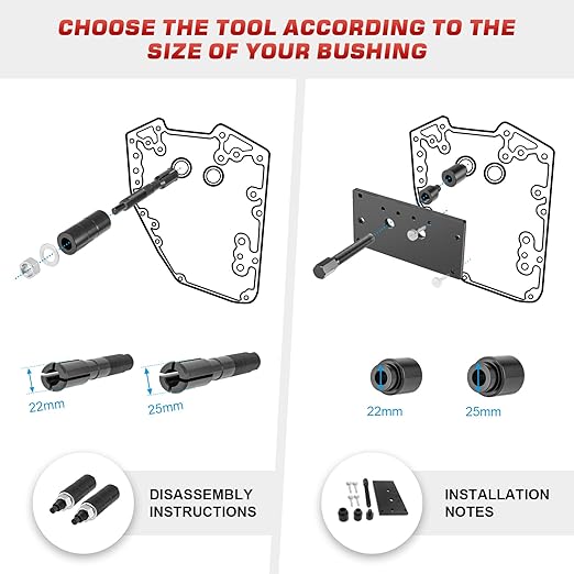 Dasen Inner Cam Bearing Installer and Puller Tools Compatible with Harley 88 93 96 103 110 All Twin CAM 1999-2017