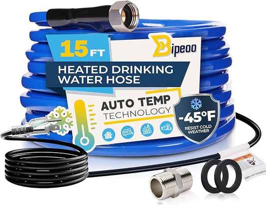 15FT 25FT 30FT 50FT 75FT 100FT Heated Water Hose for Rv,Heated Drinking Water Hose Antifreeze to -45°F,Great Rv Accessories for Campers,Livestock,Agriculture,Lead and BPA Free